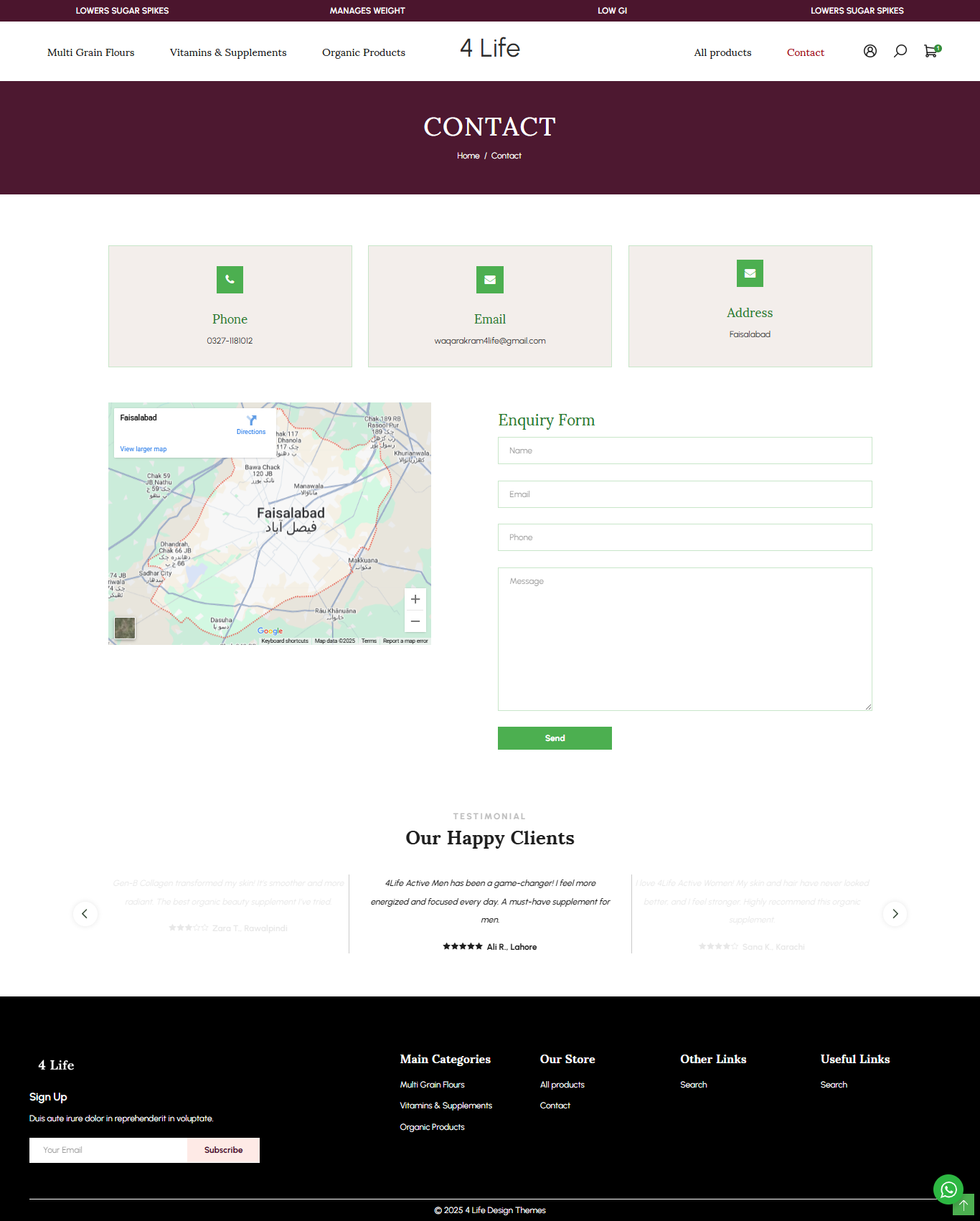 4 Life website screenshot 2
