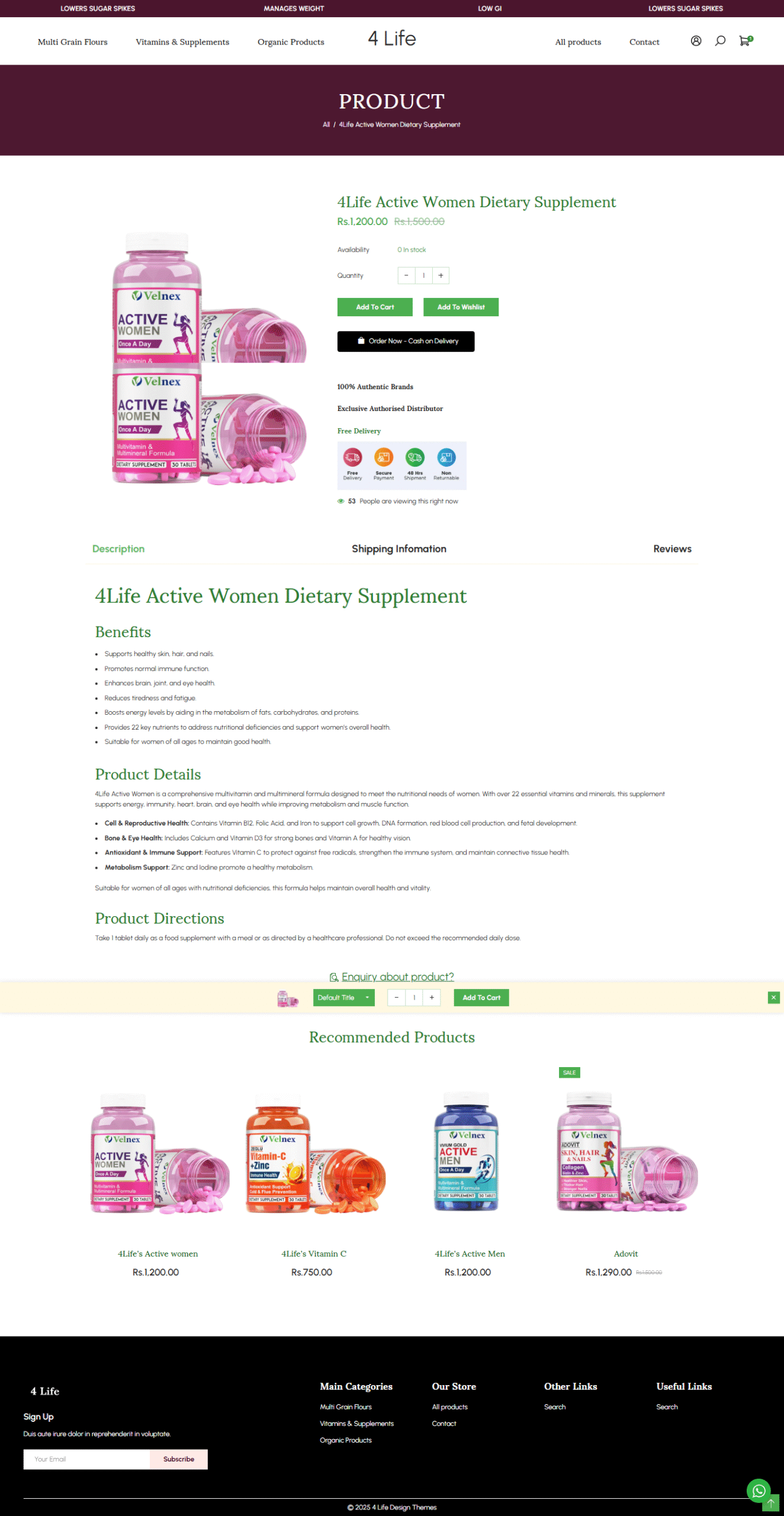 4 Life website screenshot 3