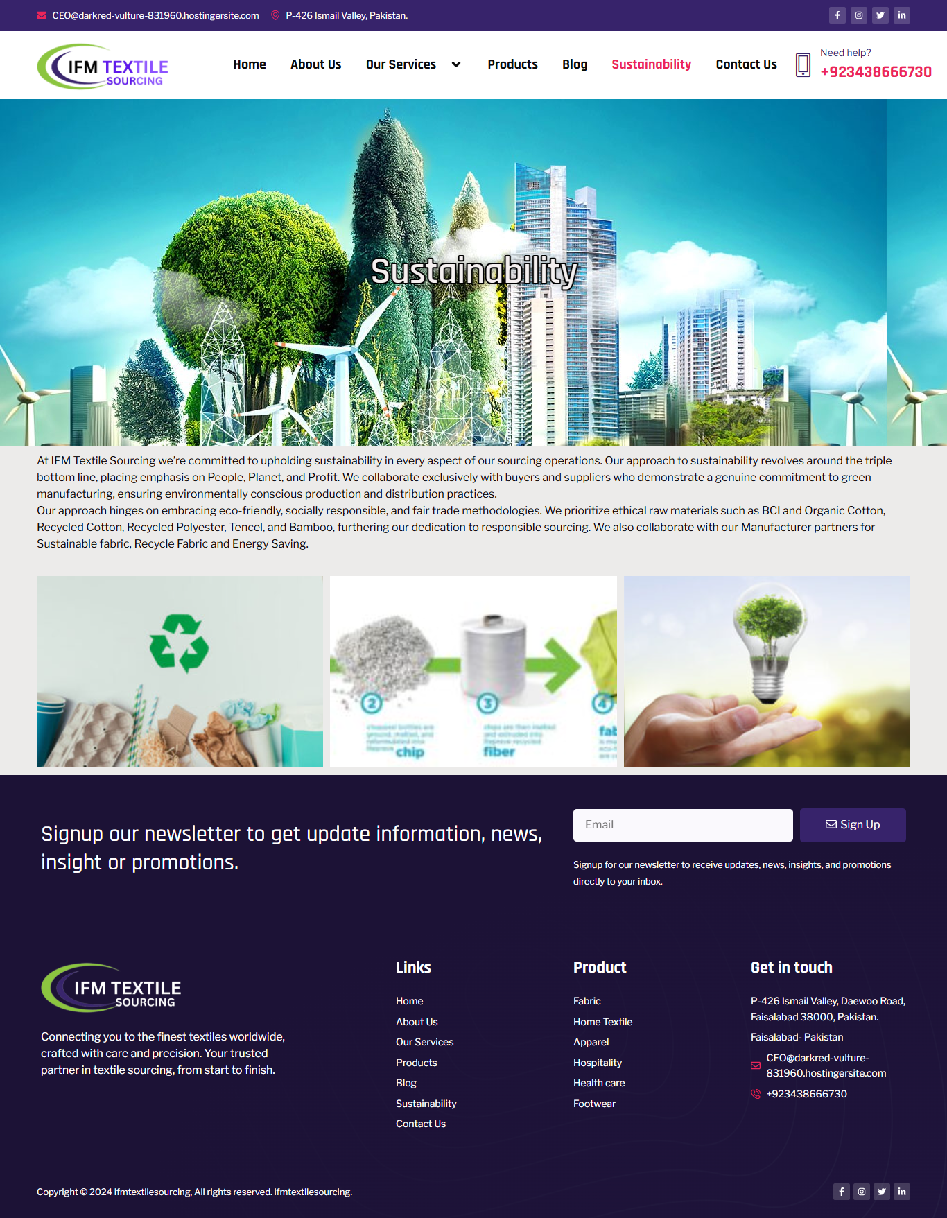 IFM Textile Sourcing website screenshot 3