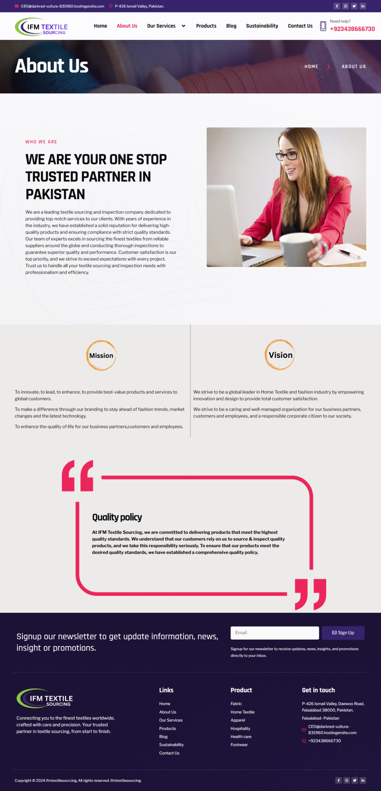 IFM Textile Sourcing website screenshot 5